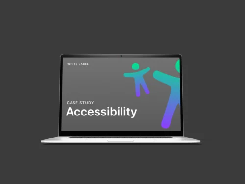 A computer screen displaying a case study page about accessibility for a white label