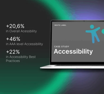 A computer screen displaying a case study page about accessibility for a white label