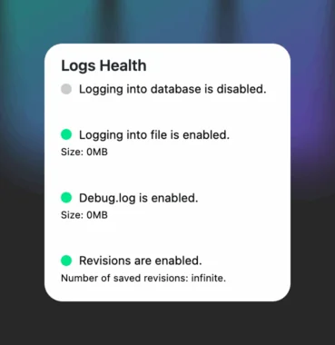 logs health dashboard