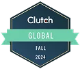 Clutch Global Fall 2024 badge awarded to leading service providers with exceptional global client impact.