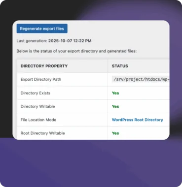 A screenshot of Ambiscale LLMs Friendly plugin presenting the database status